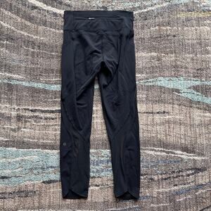 Women's Lululemon Lulu Pace Perfect 25" Black Leggings Yoga Running Pants Sz 6